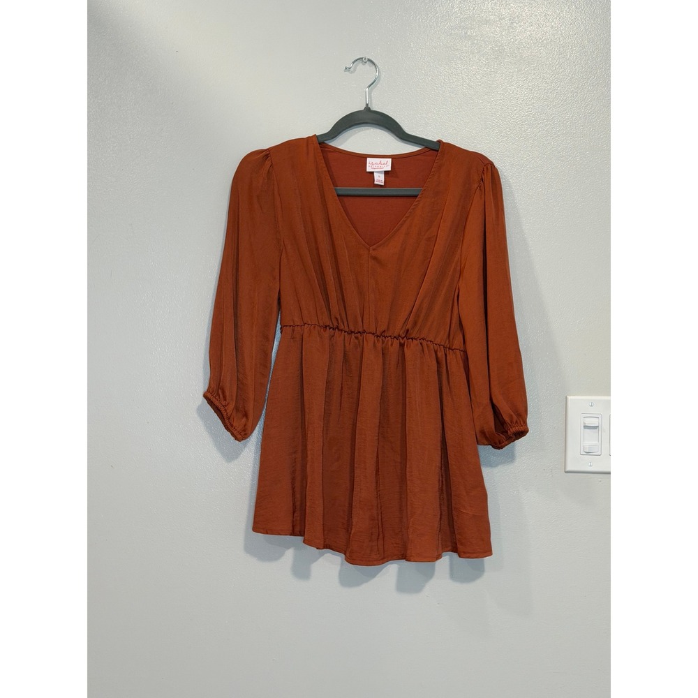 Isabel Maternity Ingrid & Isabel Fall Rust Orange Empire Waist Blouse Small